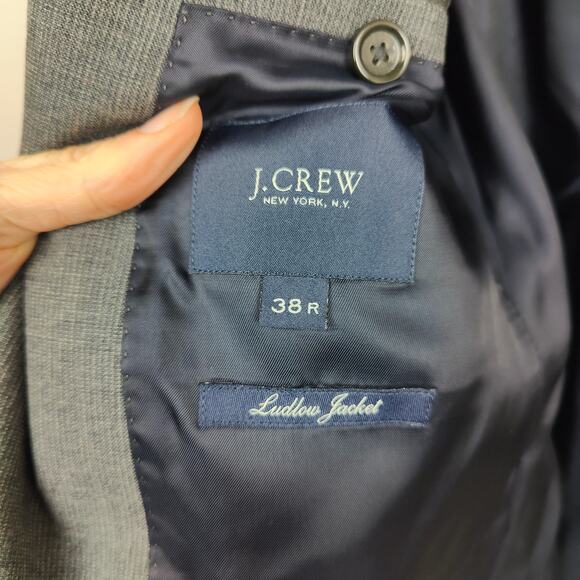 J Crew Ludlow Blazer Mens 38R Gray Wool Cotton Lightweight Preppy Jacket Suiting - Picture 8 of 12
